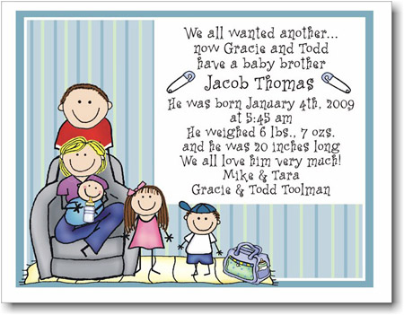 Pen At Hand Stick Figures Birth Announcements - Chair - Boy